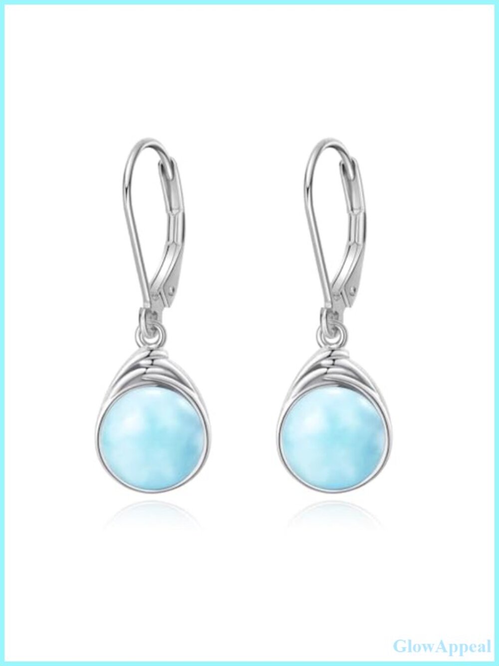 925 Sterling Silver Larimar Leverback Dangling Earrings Hypoallergenic